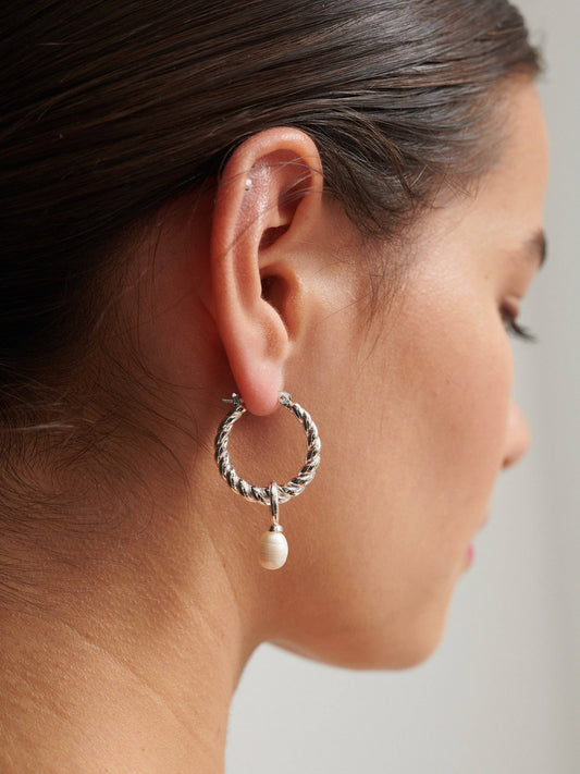 Earrings Twist Pearl Drop Sterling Silver Plated Earrings
