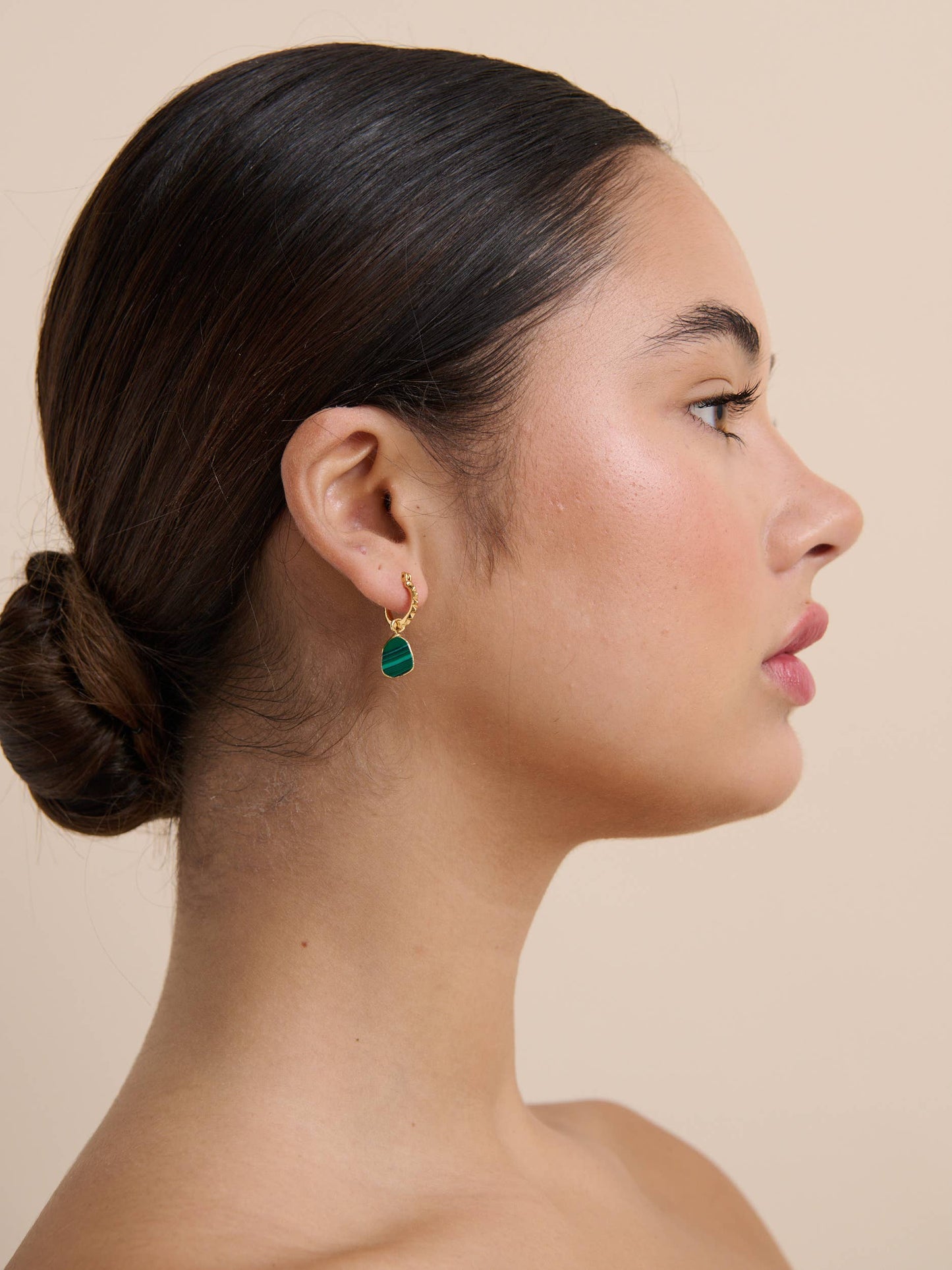 Earrings Green Airin Stone 18K Gold Plated