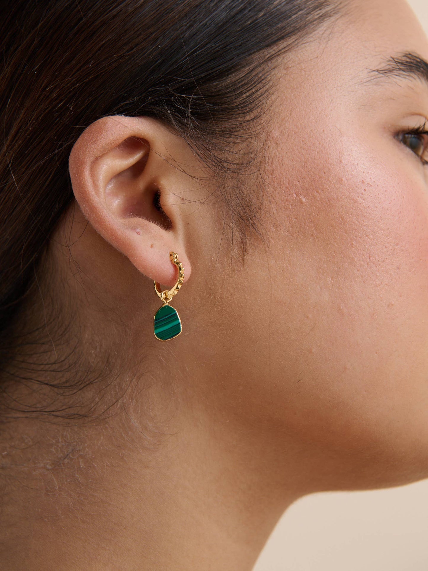 Earrings Green Airin Stone 18K Gold Plated