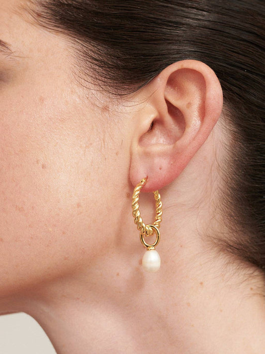 Earrings Twist Pearl Drop 18K Gold Plated