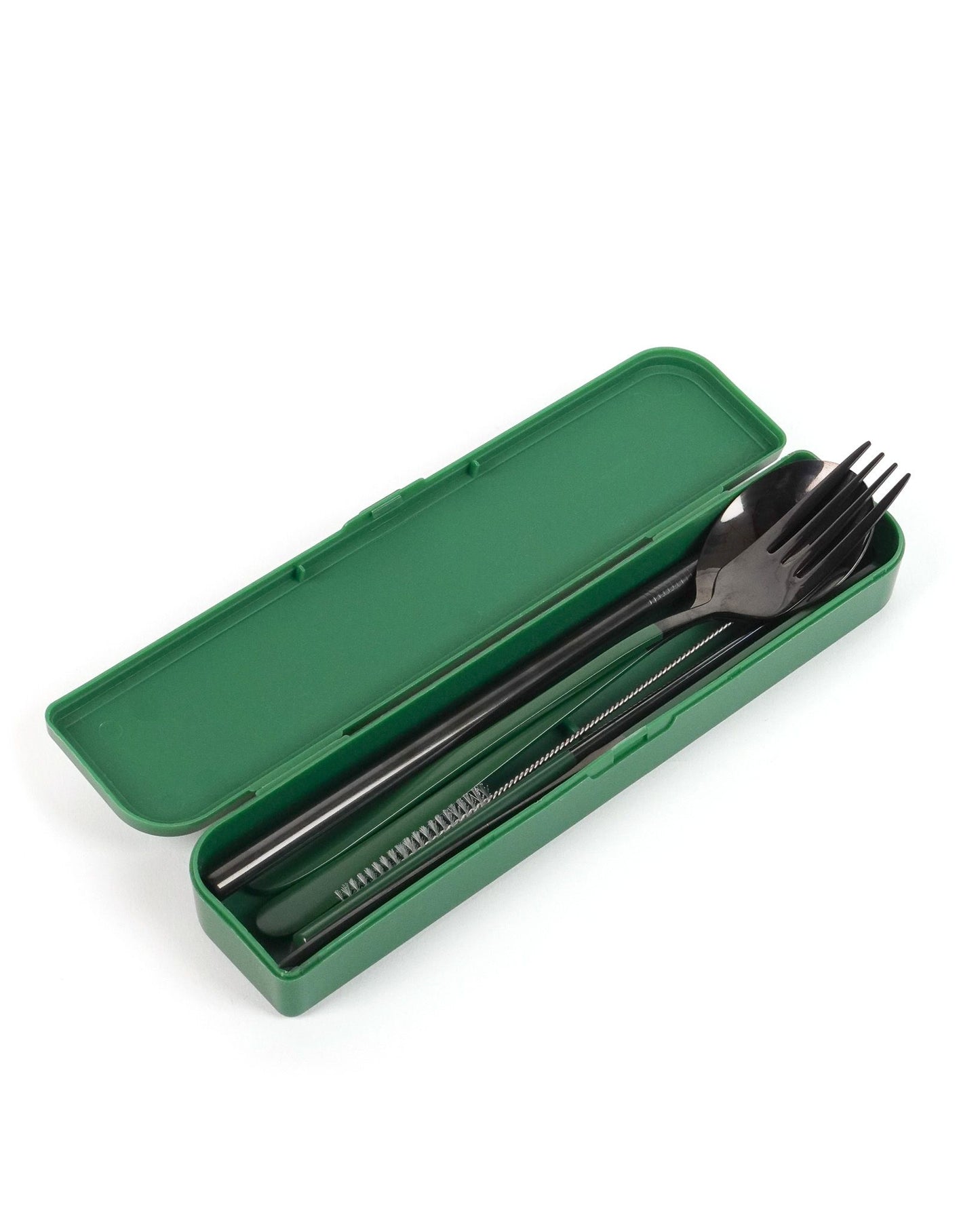 Take Me Away Cutlery Kit - Black with Forest Green Handle