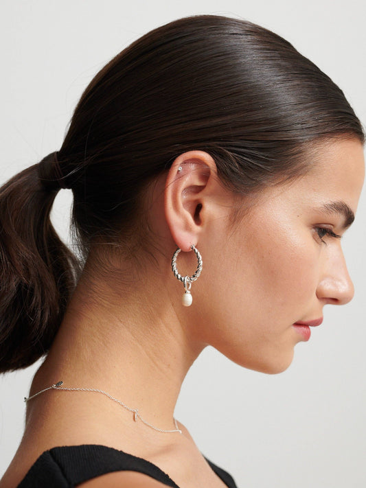Earrings Twist Pearl Drop Sterling Silver Plated Earrings