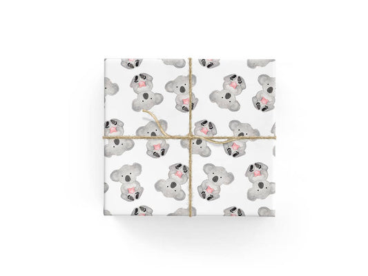 Gift box with koala pattern on a white background