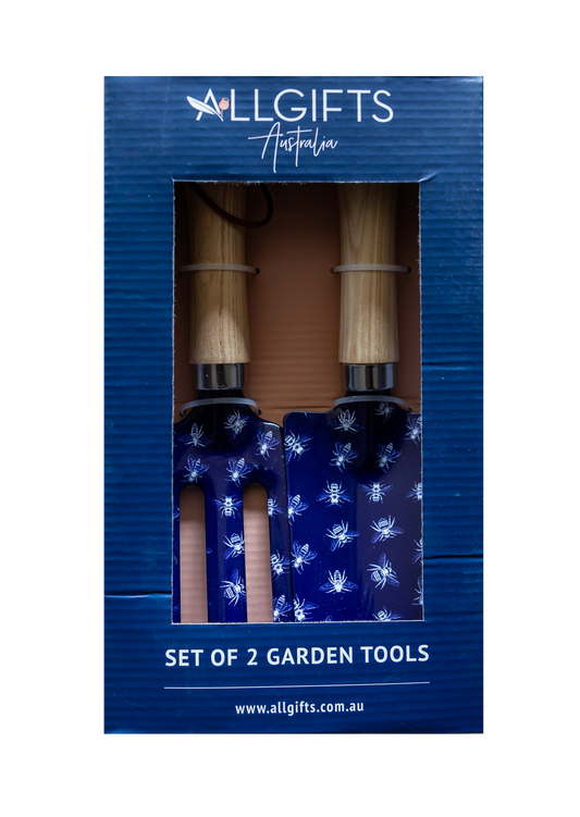 Set of 2 garden tools in packaging with 'Allgifts Australia' branding.