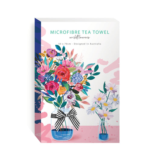 Wildflowers Vase Microfibre Tea Towel