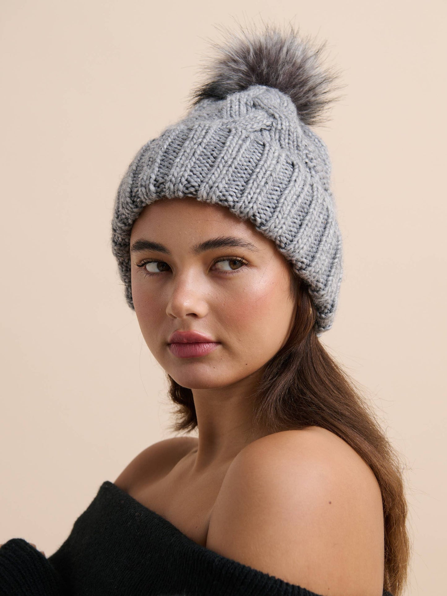 Ambrosia Chunky Knit Beanie Grey