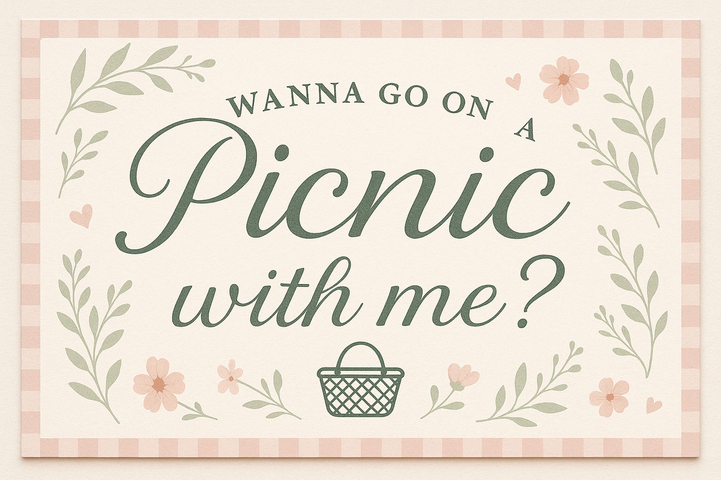 gift voucher that says wanna go on a picnic with me?
