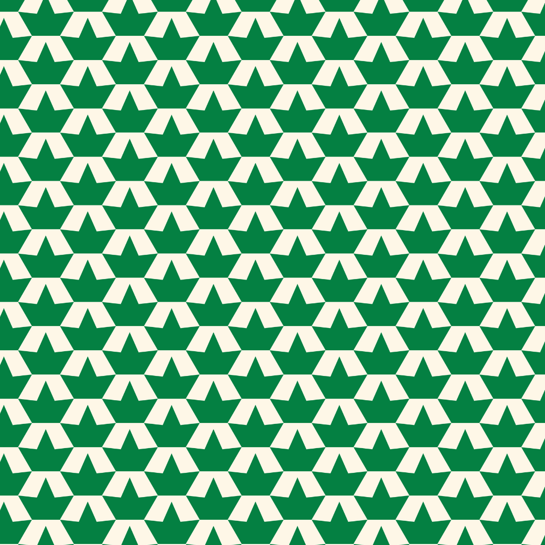Pattern of white triangles on a green background