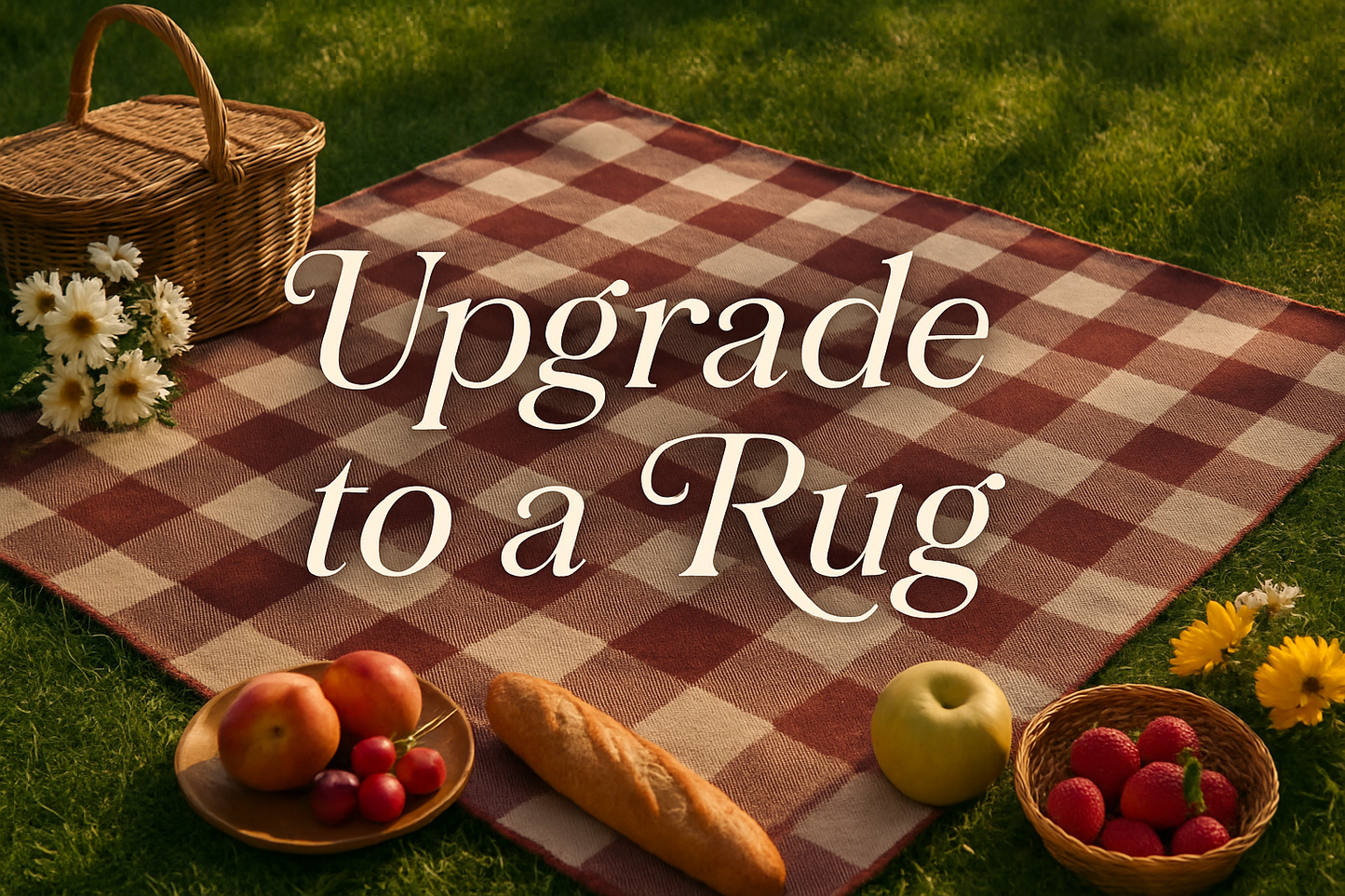 please have a picture of a picnic rug and something that says upgrade to a rug