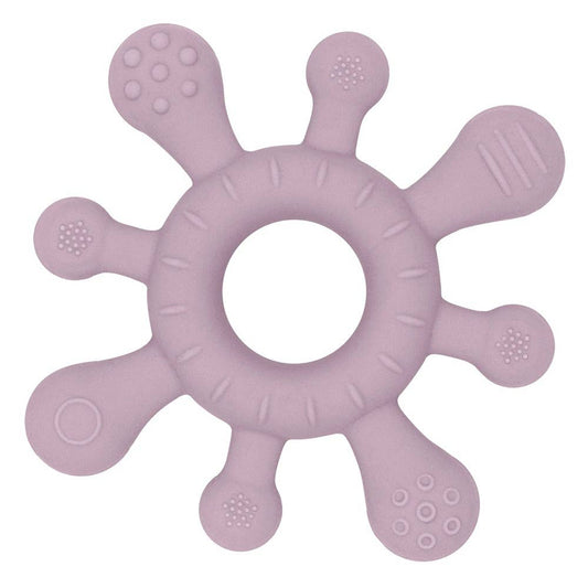 Silicone teething ring on a white background