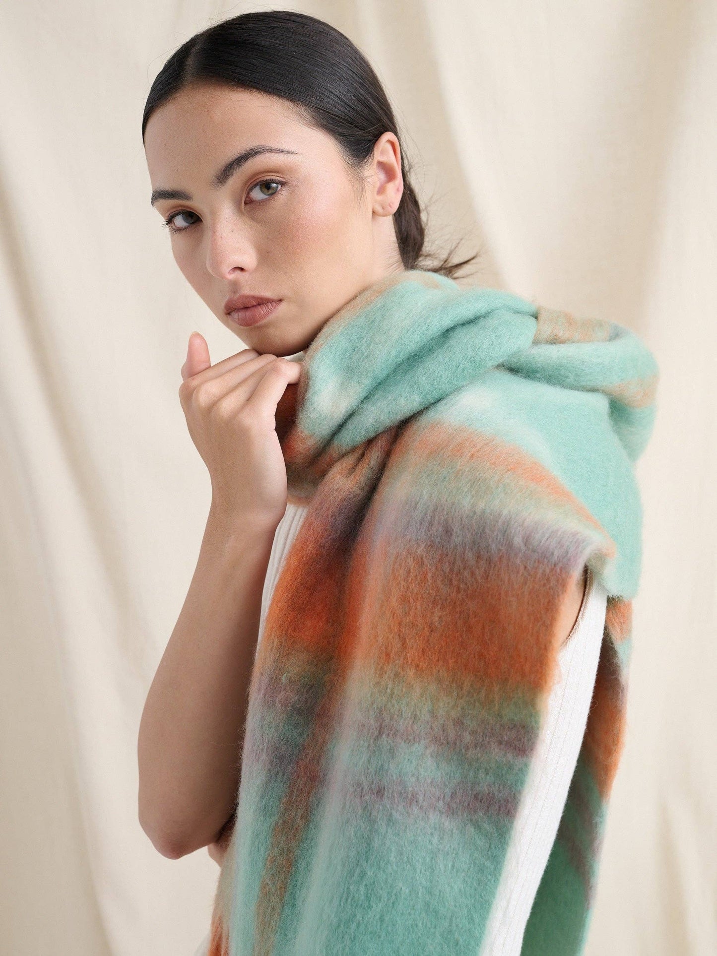 Samantha Pastel Plaid Fluffy Scarf