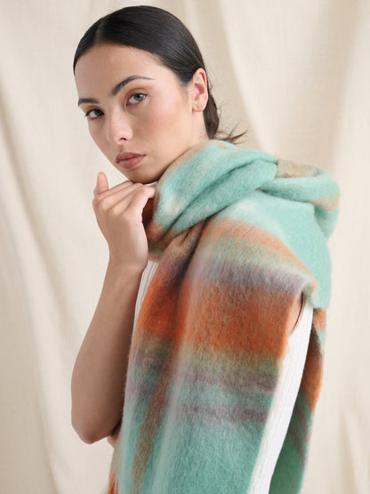 Samantha Pastel Plaid Fluffy Scarf