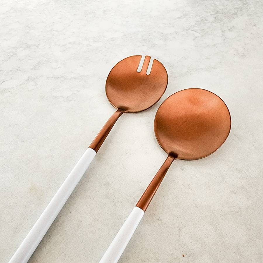 Copper and White Salad Servers
