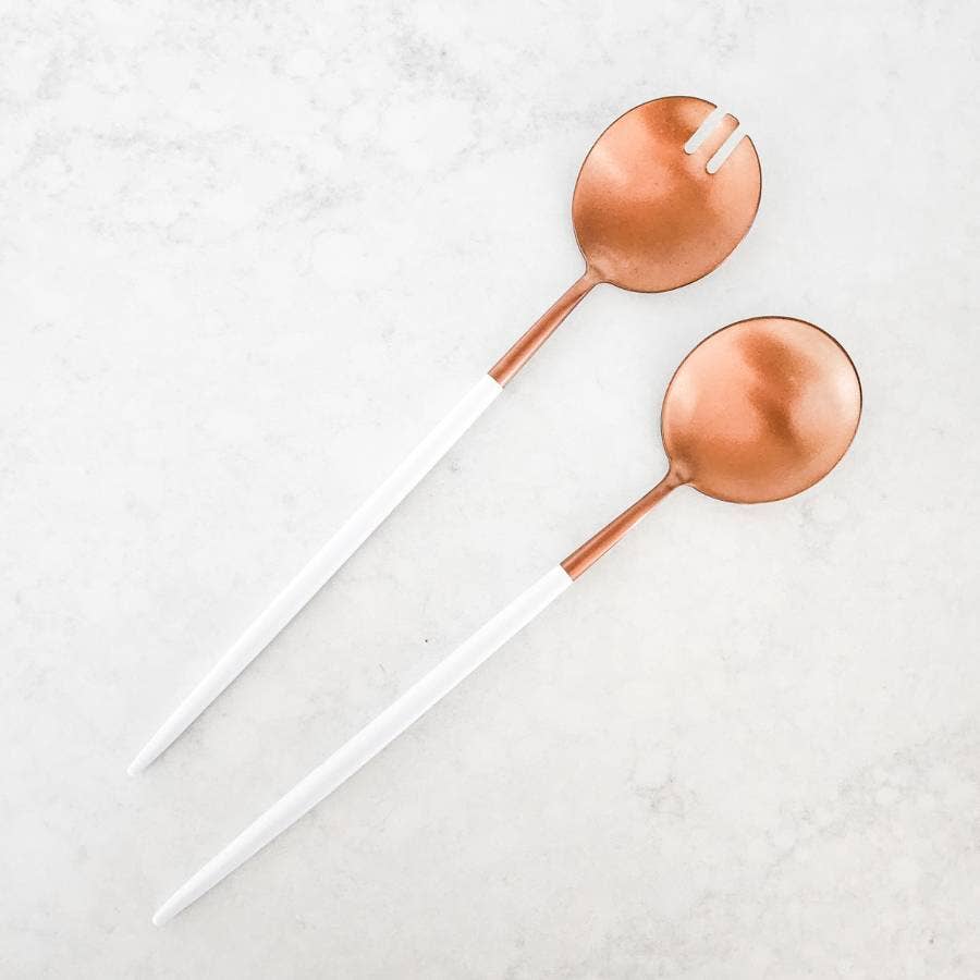 Copper and White Salad Servers