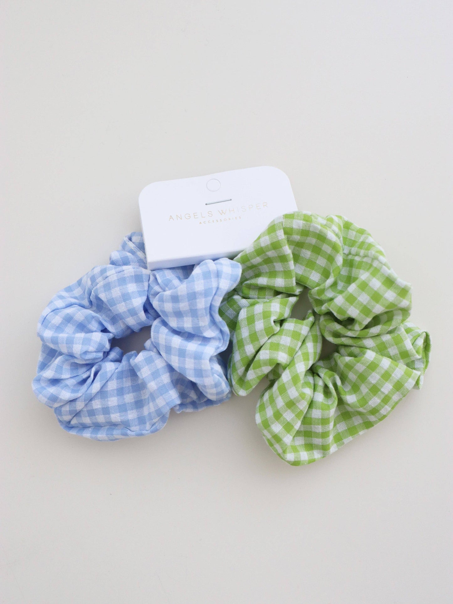 Gingham Scrunchies 2 Pack Set - Berry
