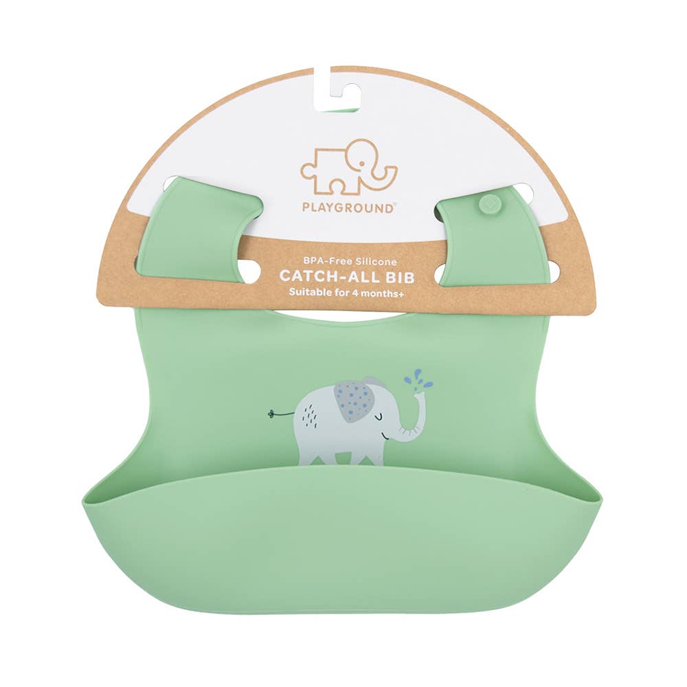 Silicone Bib - Elephant/Sage