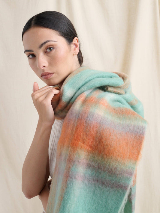 Samantha Pastel Plaid Fluffy Scarf