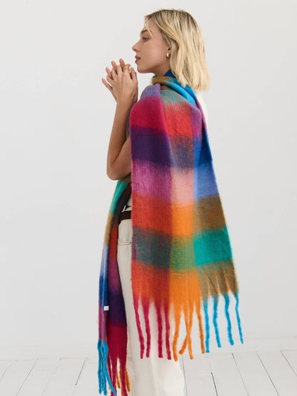 Colourful Checkered Fluffy Scarf