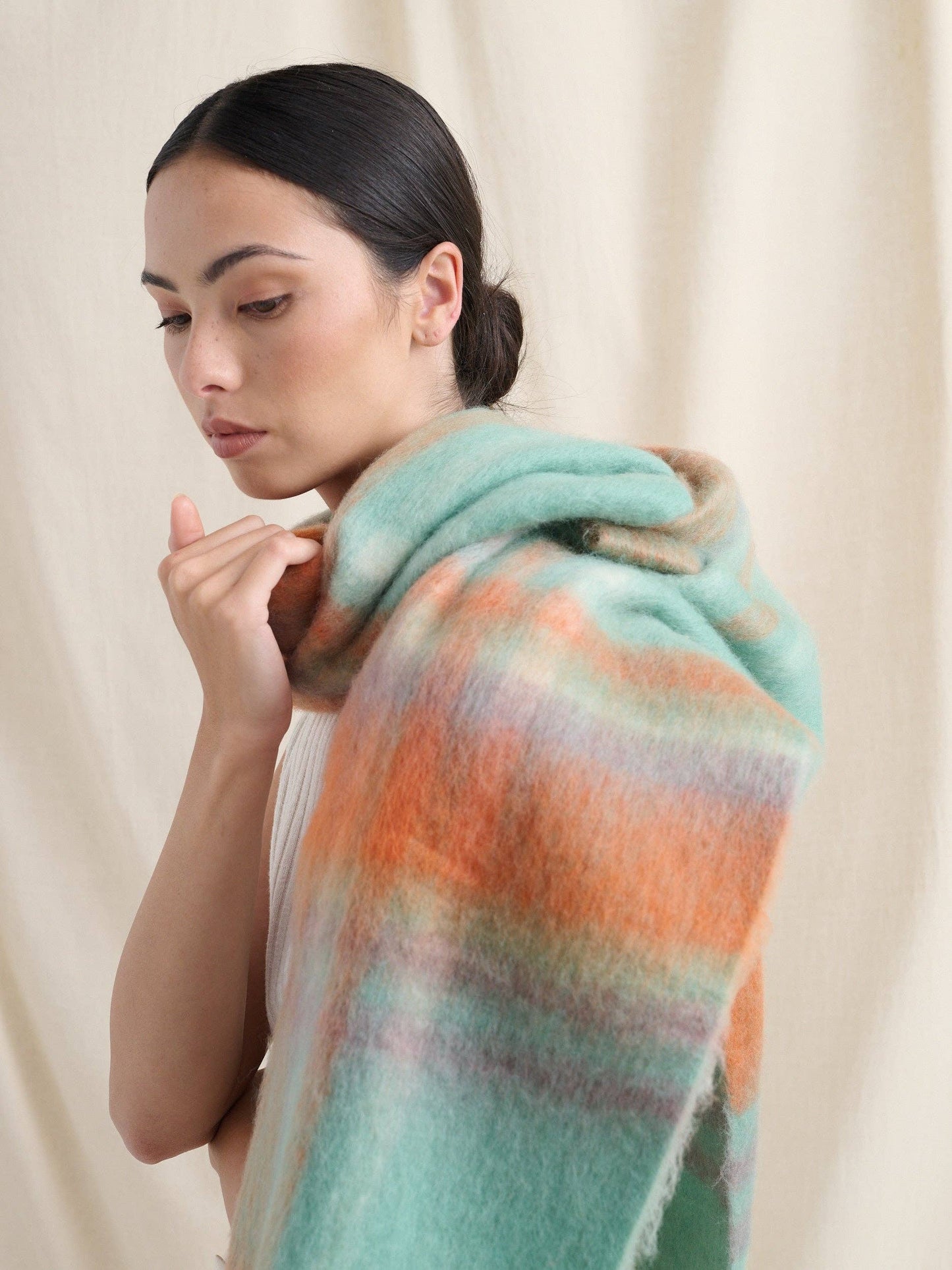 Samantha Pastel Plaid Fluffy Scarf