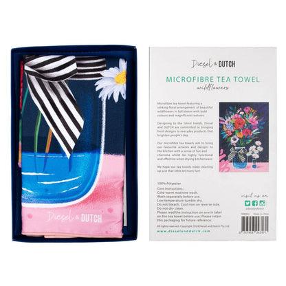Wildflowers Vase Microfibre Tea Towel