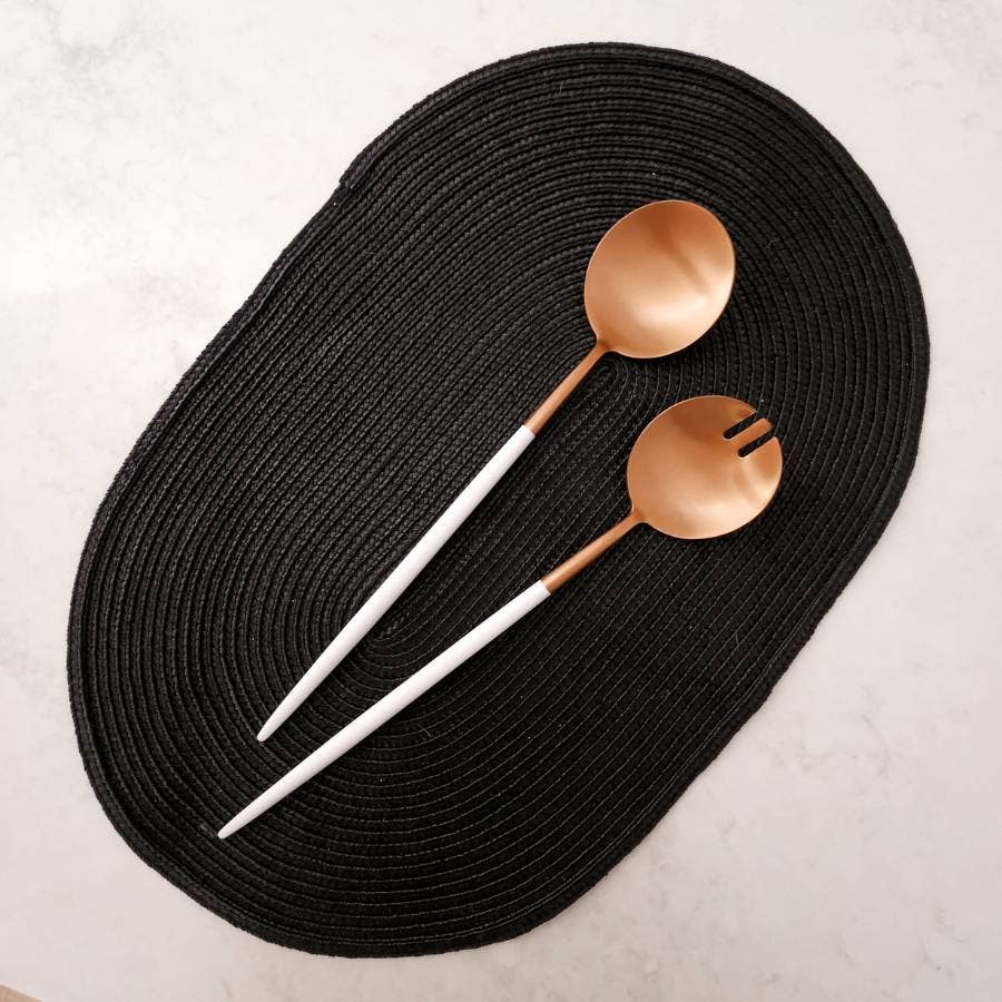 Copper and White Salad Servers
