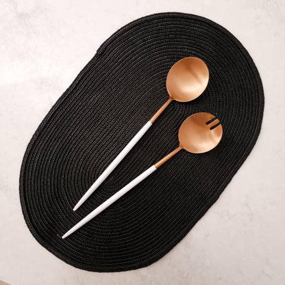 Copper and White Salad Servers