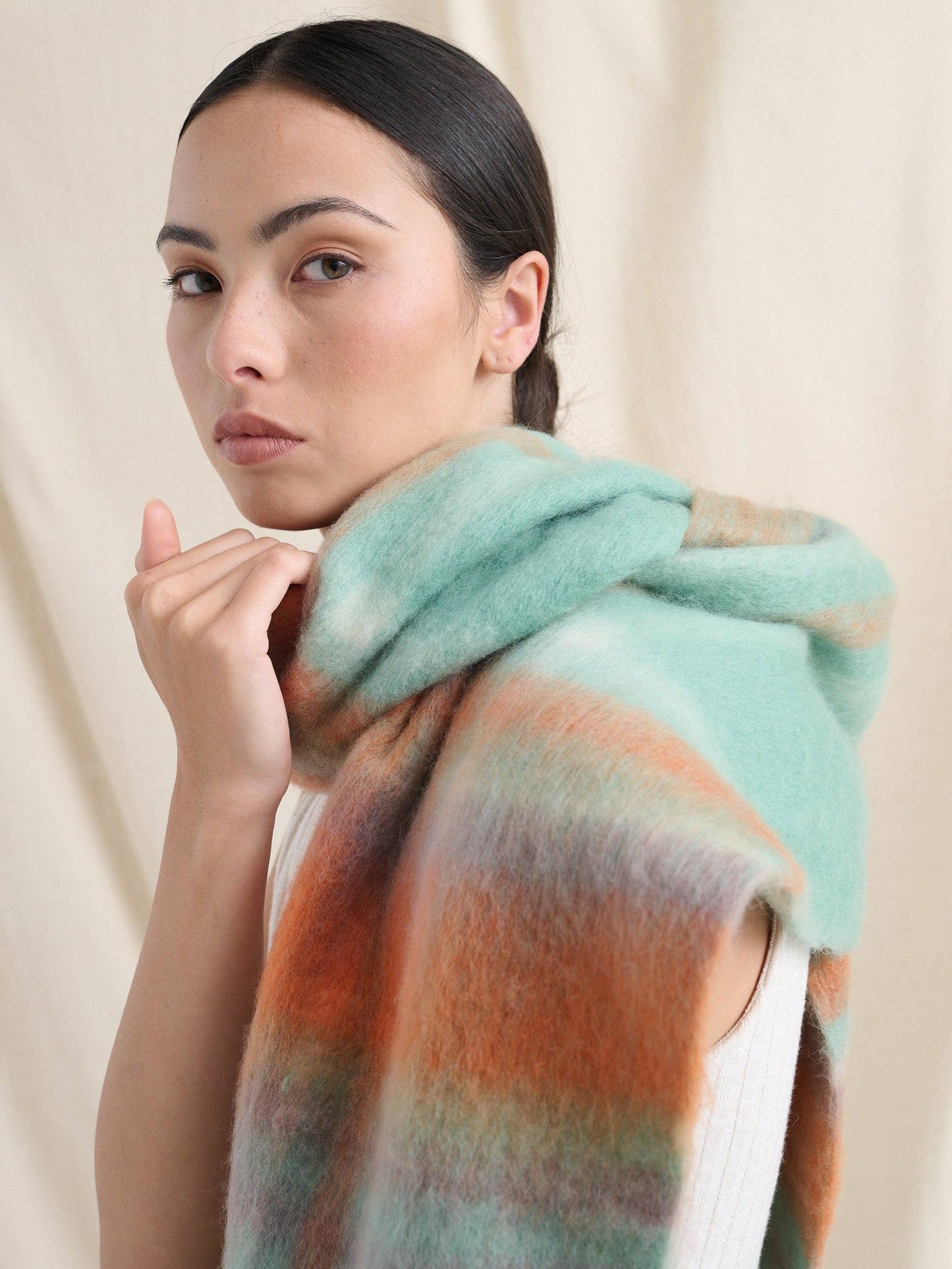 Samantha Pastel Plaid Fluffy Scarf