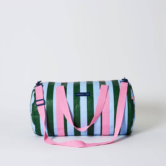 Barrel Bag – Green Blue Stripe