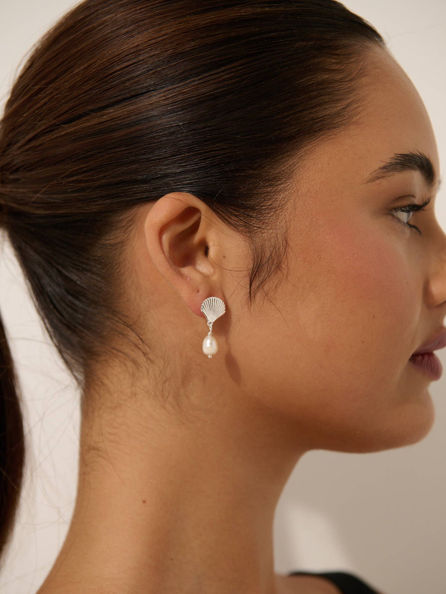 Clamshell Pearl Sterling Silver Plated Earrings
