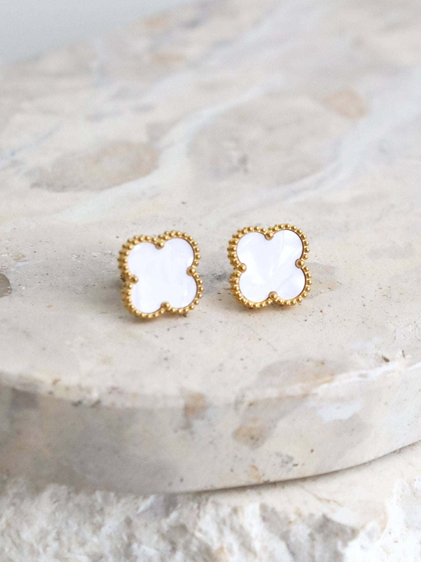 Charlotte Earrings in 18K Gold Plated - White