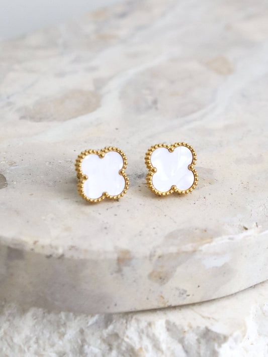 Charlotte Earrings in 18K Gold Plated - White