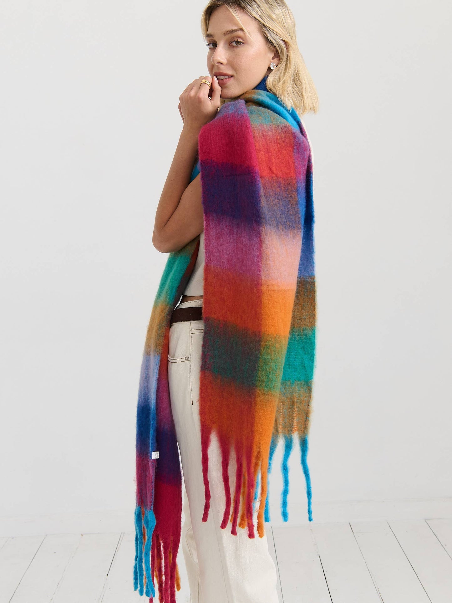 Colourful Checkered Fluffy Scarf