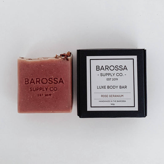 Barossa Supply Co. Luxe Body Bar with packaging on a white background