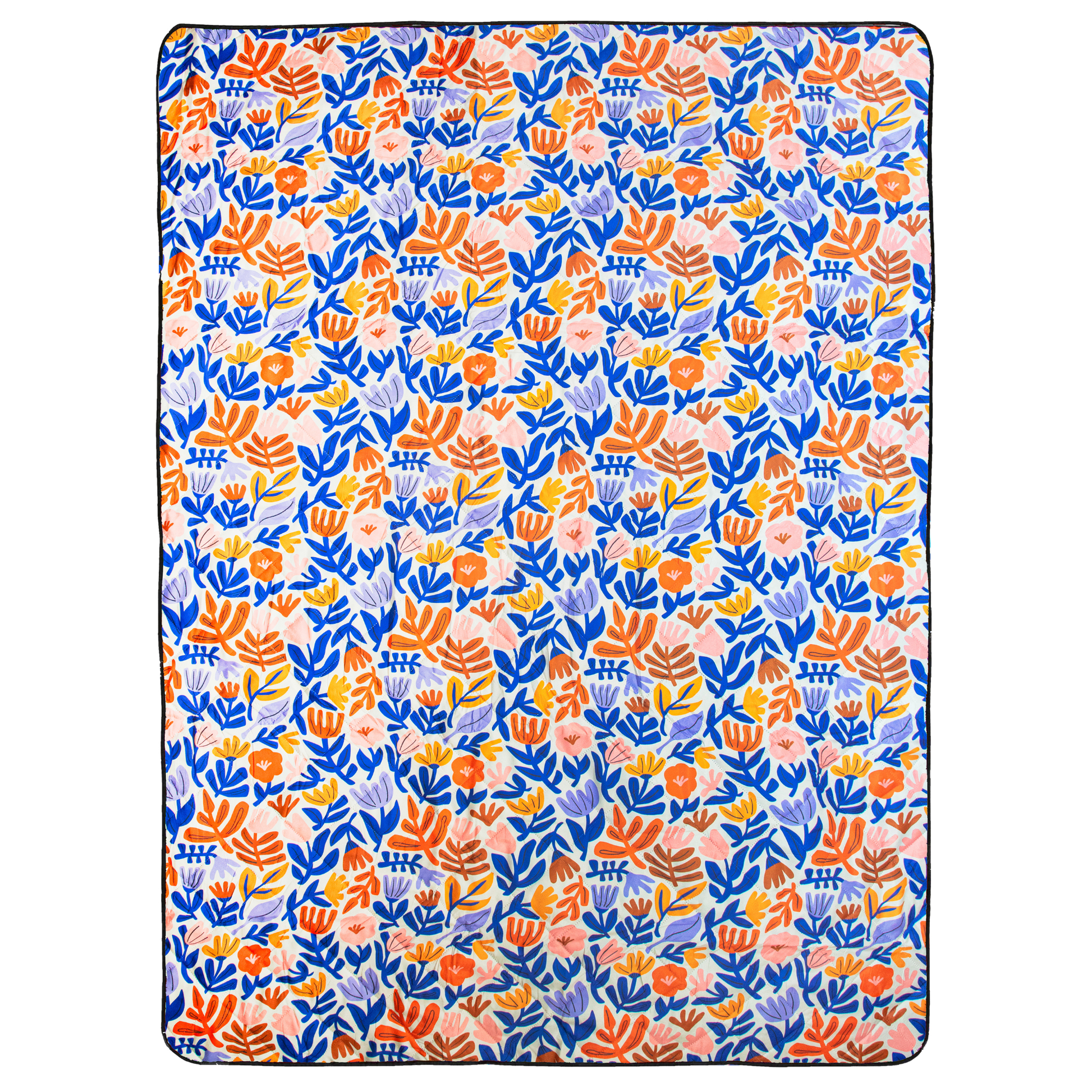 Colorful floral patterned blanket on a white background
