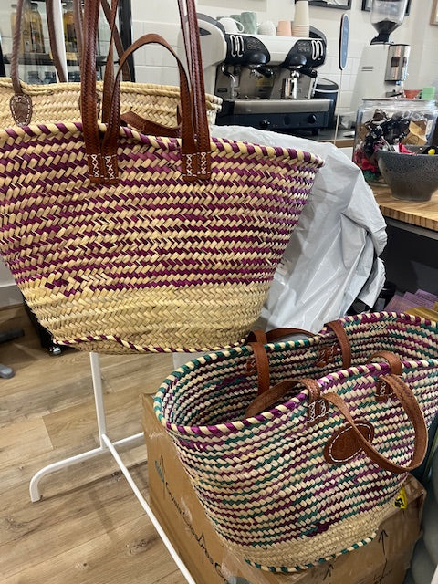 Classic Market Basket With Purple Weaving