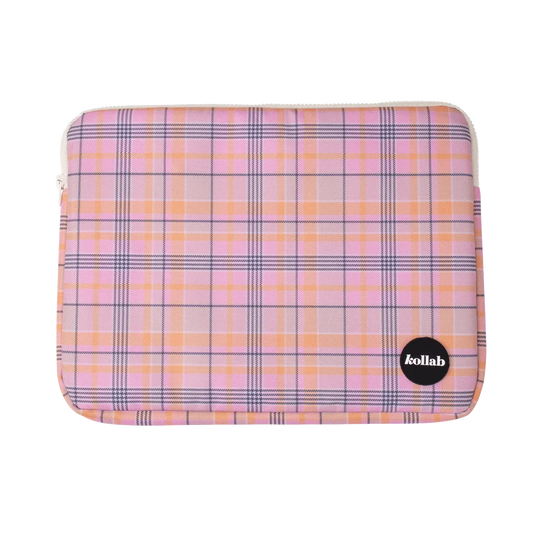 Laptop Case Pink Blanket Check