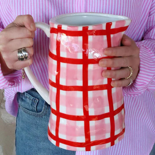 Noss and Co Red Gingham Jug