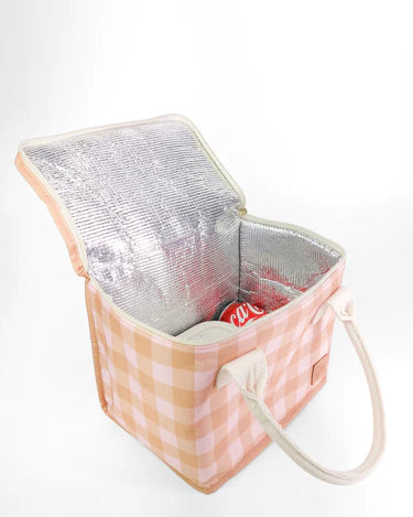 cooler bag open gingham lunch