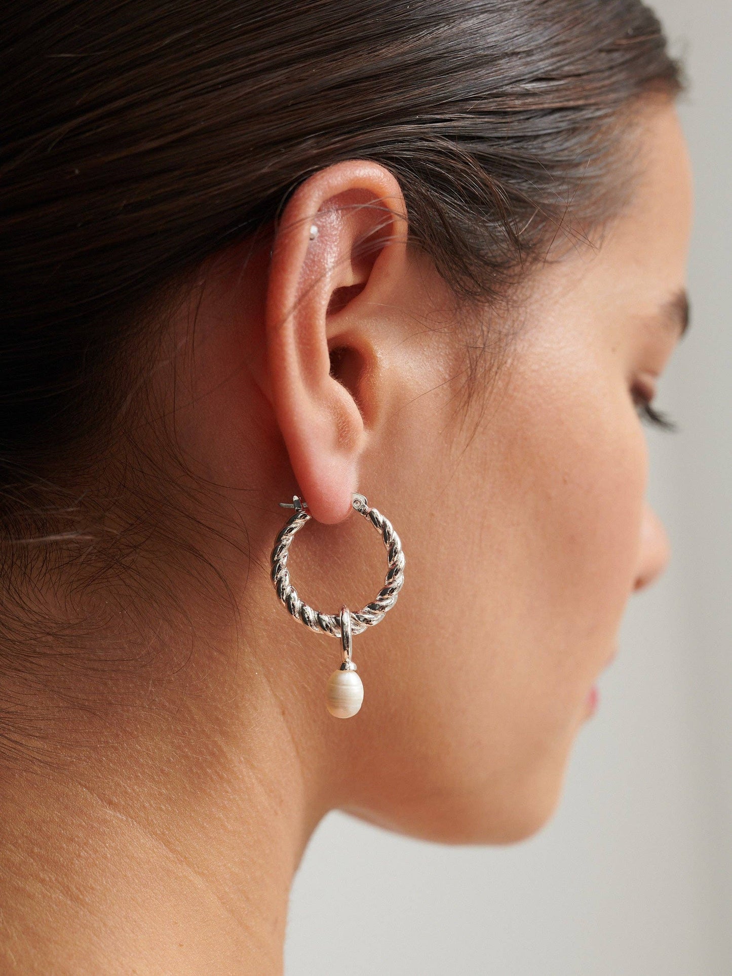 Earrings Twist Pearl Drop Sterling Silver Plated Earrings