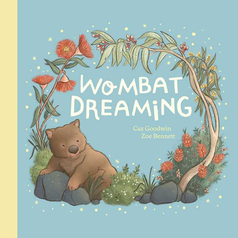 Book cover of 'Wombat Dreaming' with a wombat illustration on a blue background.