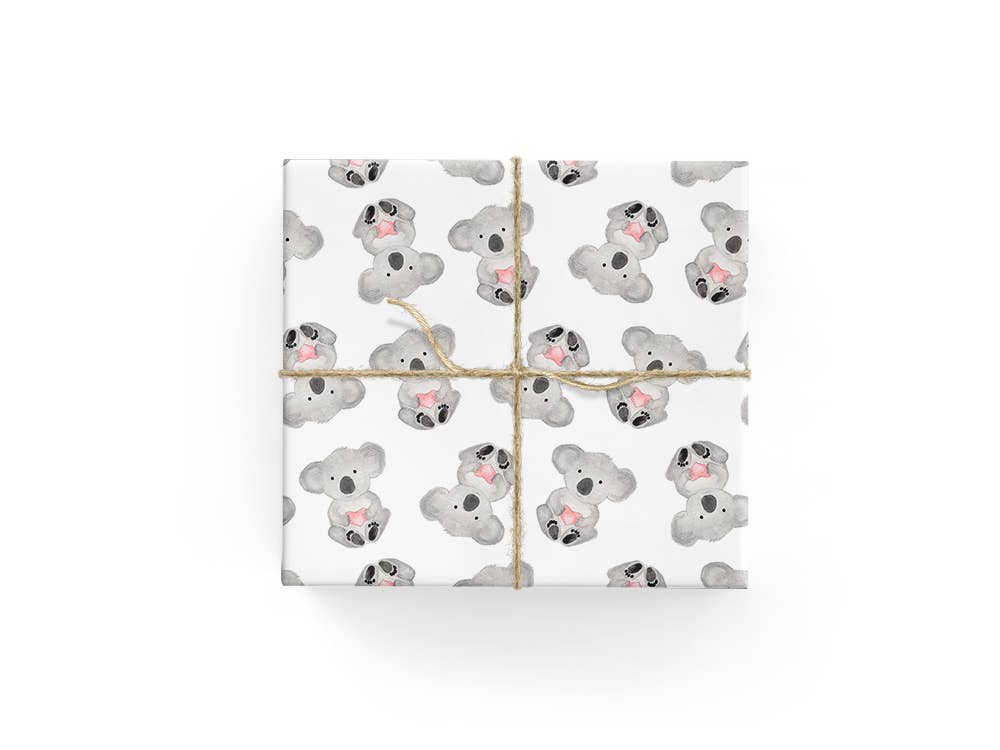 Gift box with koala pattern on a white background