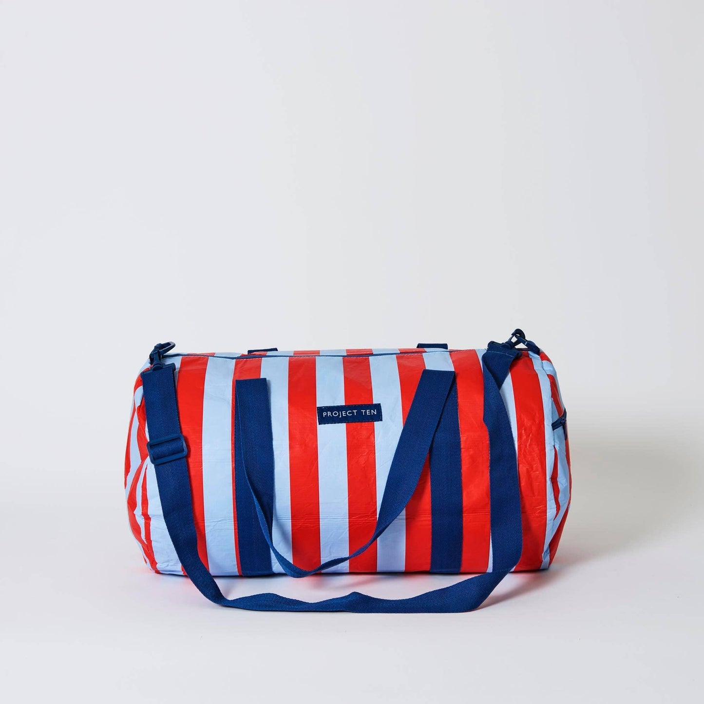 Barrel Bag – Red Blue Stripe