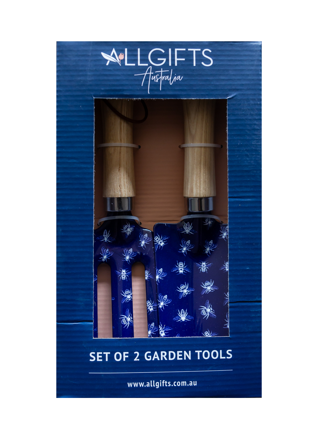 Set of 2 garden tools in packaging with 'Allgifts Australia' branding.