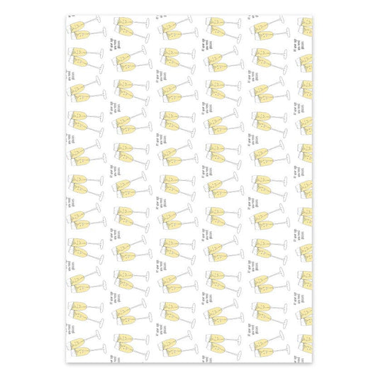 Pattern of champagne glasses with bubbles on a white background
