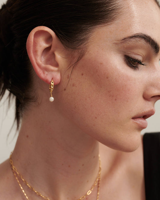 Vintage Pearl Drop 18K Gold Plated Earrings