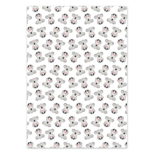 Pattern of small teddy bears on a white background