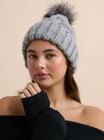 Ambrosia Chunky Knit Beanie Grey