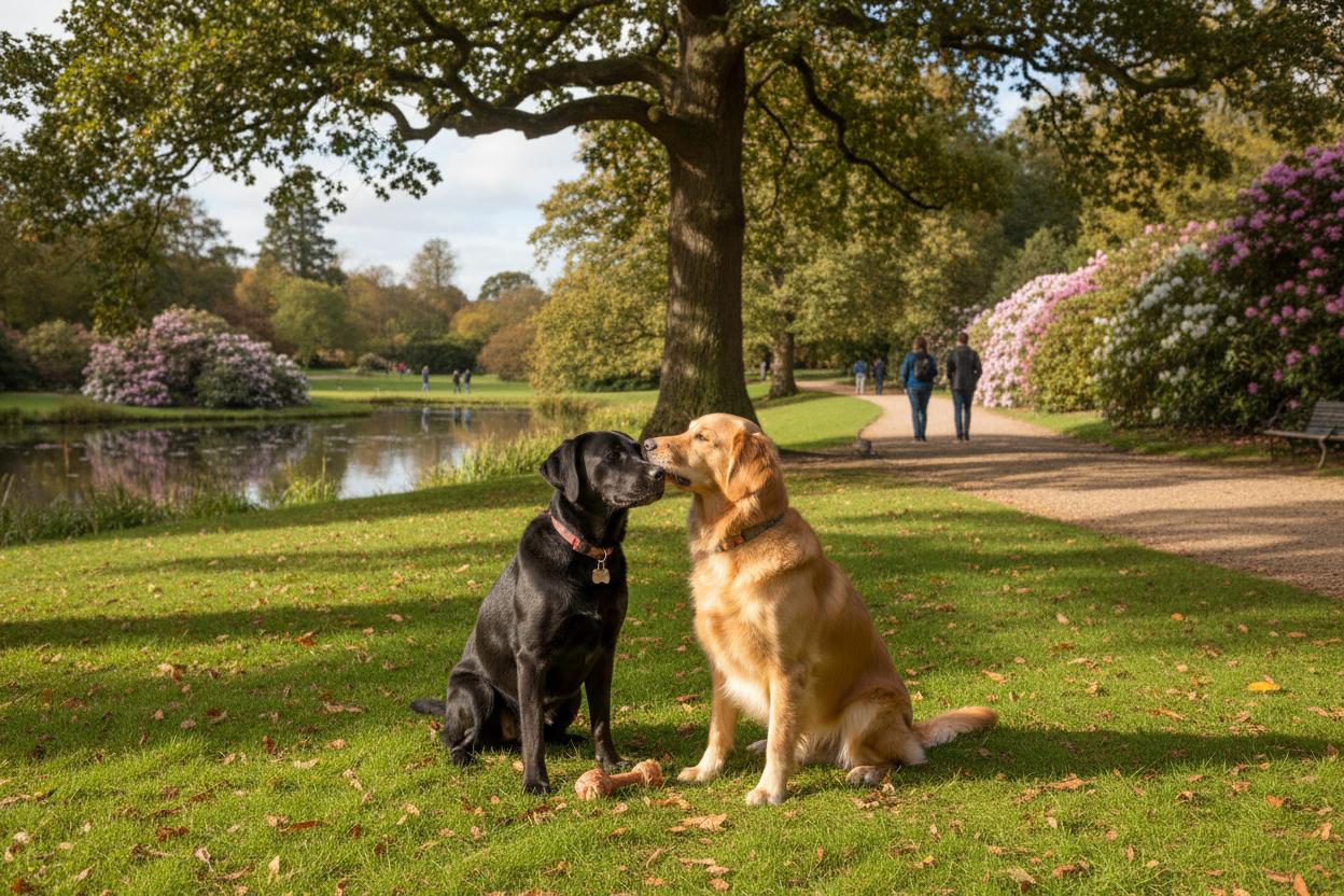 can you merge the two dog pictures. soit looks like their in the same place