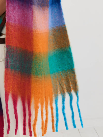Colourful Checkered Fluffy Scarf
