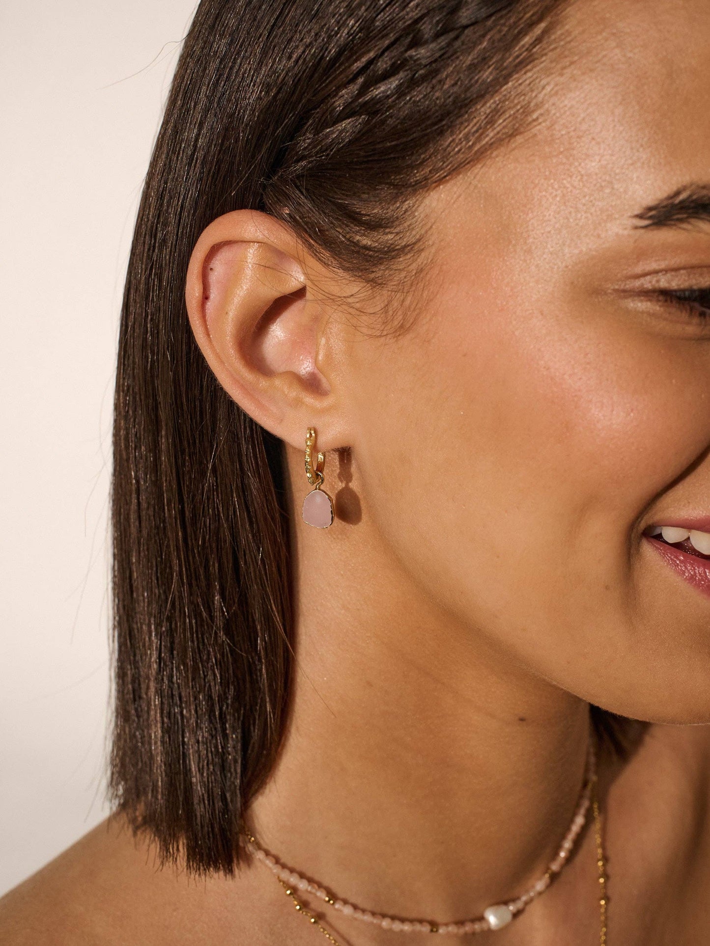 Earrings Pink Airin Stone 18K Gold Plated